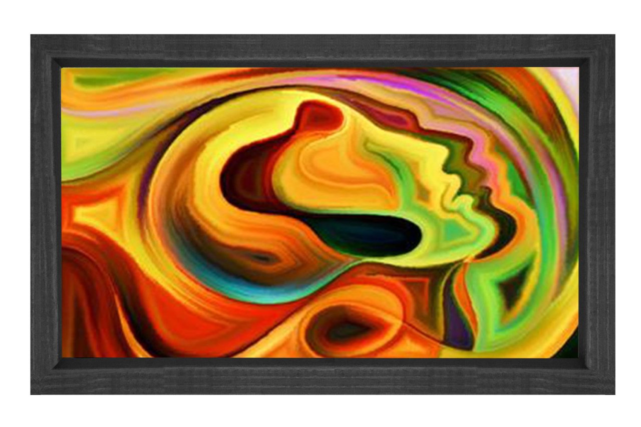 Soyut Reprodüksiyon Tablosu Siyah Ahşap Çerçeve - 50x90