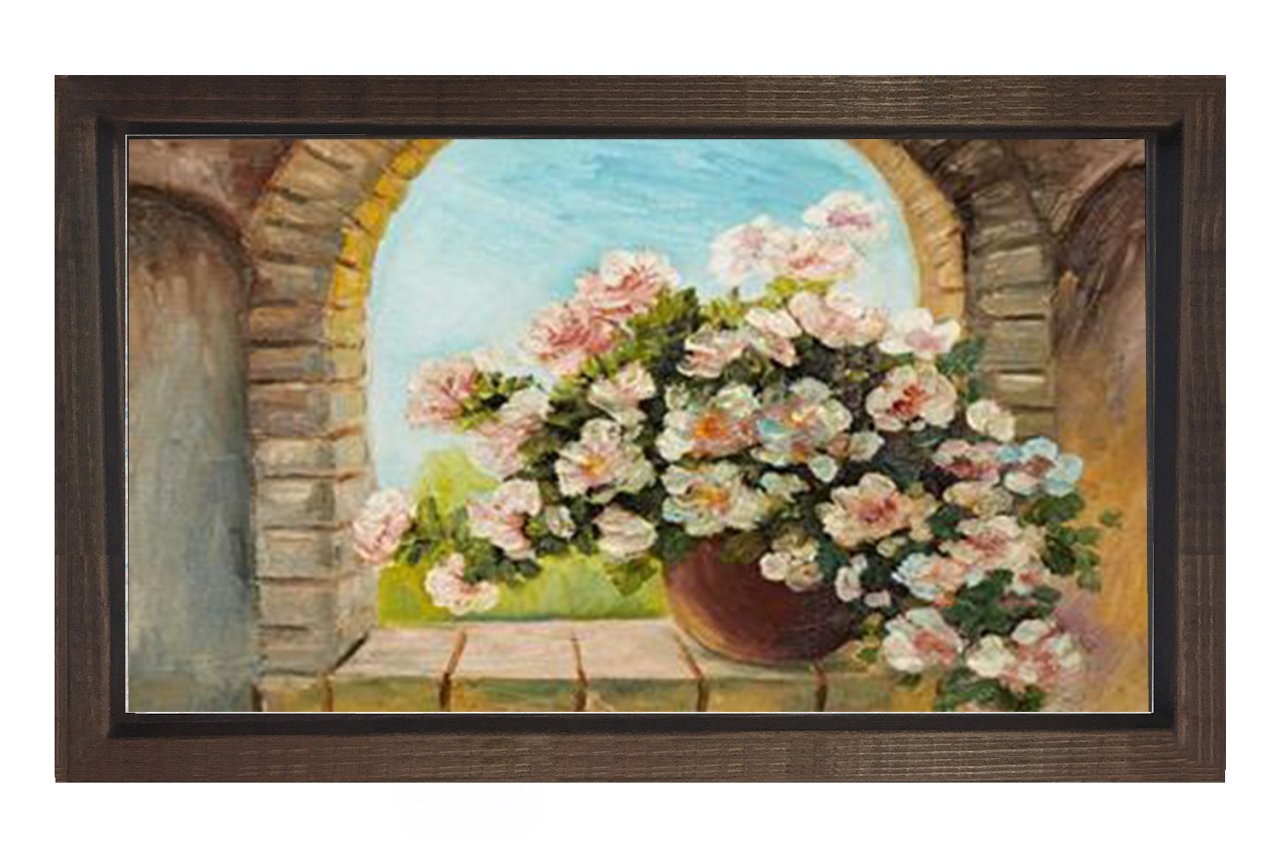 Pencere Saksı Tablosu Kahverengi Ahşap - 45x30