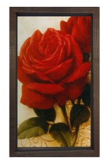 Güller Çiçek Tablosu Kahverengi Ahşap Çerçeve - 45x30