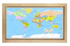 Dünya Haritası Tablosu Naturel Ahşap - 45x30