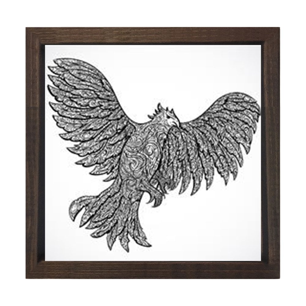 Kartal Boyama Tablo Tablosu Kahverengi Ahşap Çerçeve - 80x80