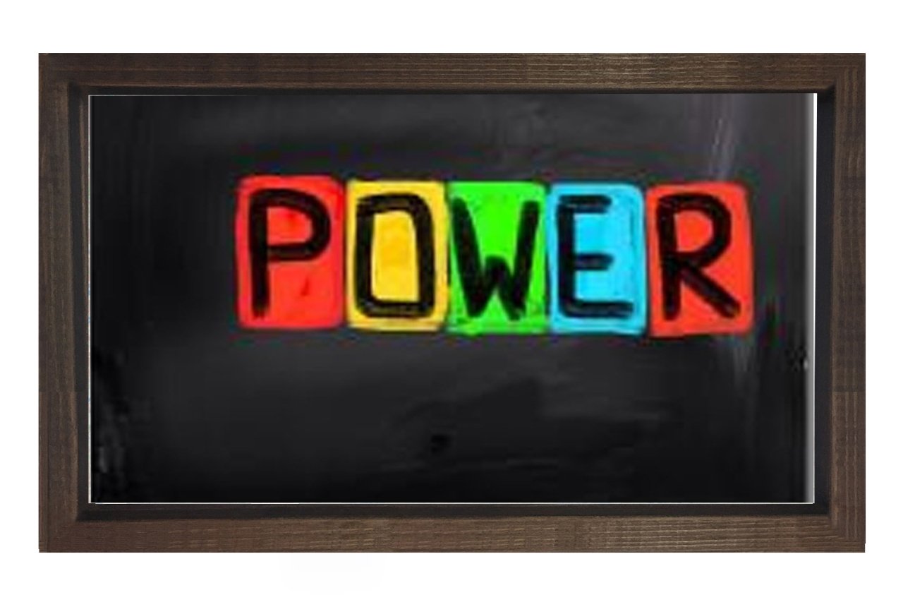 POWER Tablosu Kahverengi Ahşap Çerçeve - 40x60
