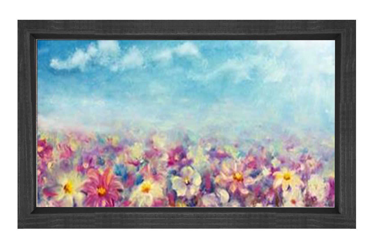 Çiçek Ve Ferahlık Tablosu Siyah Ahşap - 45x30