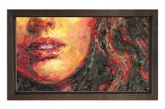 Genç Kadın Tablosu Kahverengi Ahşap Çerçeve - 100x200