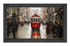 Taksim Meydanı Tablosu Siyah Ahşap Çerçeve - 40x60