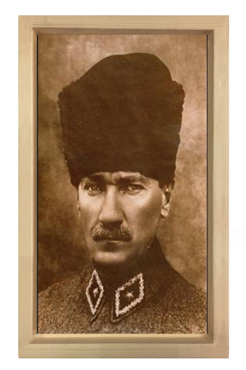 Atatürk Eskitme Tablosu Naturel Ahşap - 70x100