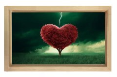 Kalp Tablosu Naturel Ahşap Çerçeve - 40x60