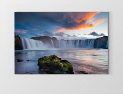 Gökyüzü Ve Şelale Manzarası Tablosu Çerçevesiz - 50x70