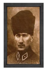 Atatürk Eskitme Tablosu Siyah Ahşap - 100x150