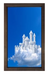 Bulut Kalesi Tablosu Kahverengi Ahşap Çerçeve - 100x200