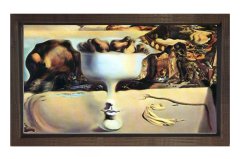 Bir Plajda Yüz ve Meyve Tabakası Tablosu Kahverengi Ahşap Çerçeve - 70x100
