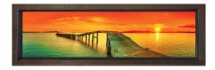 Gün Batımı Ve Yol Tablosu Kahverengi Ahşap Çerçeve - 180x60