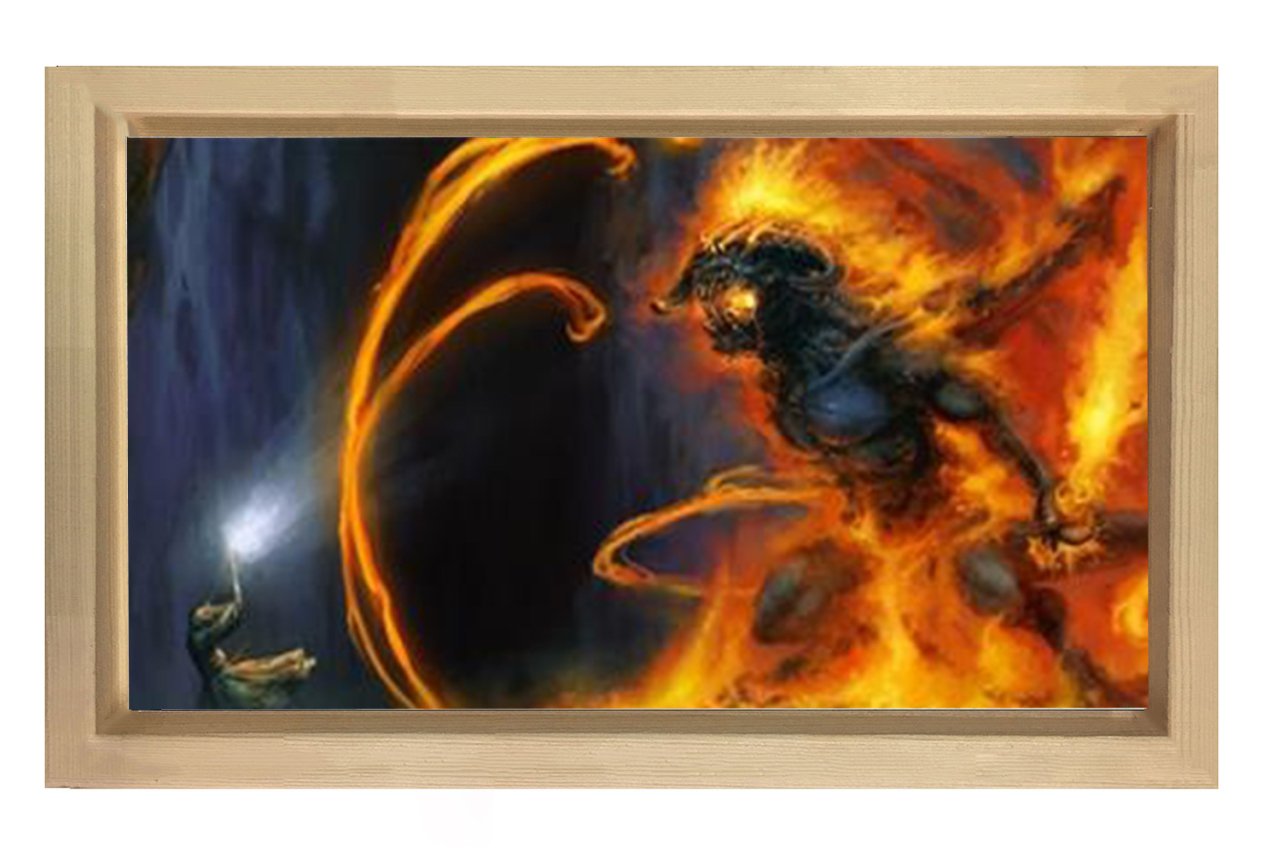 Baldrog VS Gandalf Tablosu Naturel Ahşap Çerçeve - 45x30