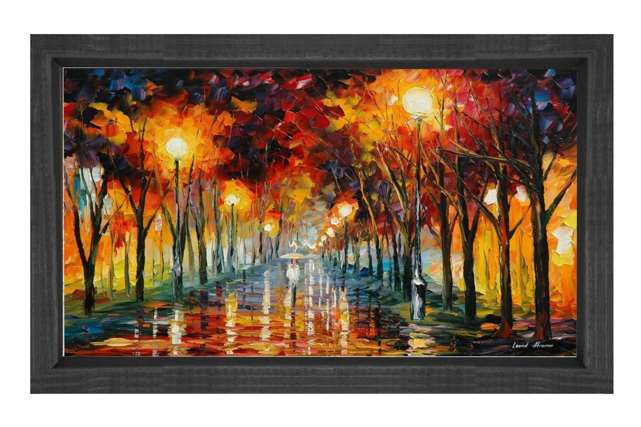 Derinlikli Yol Manzarası Tablosu Siyah Ahşap - 50x70