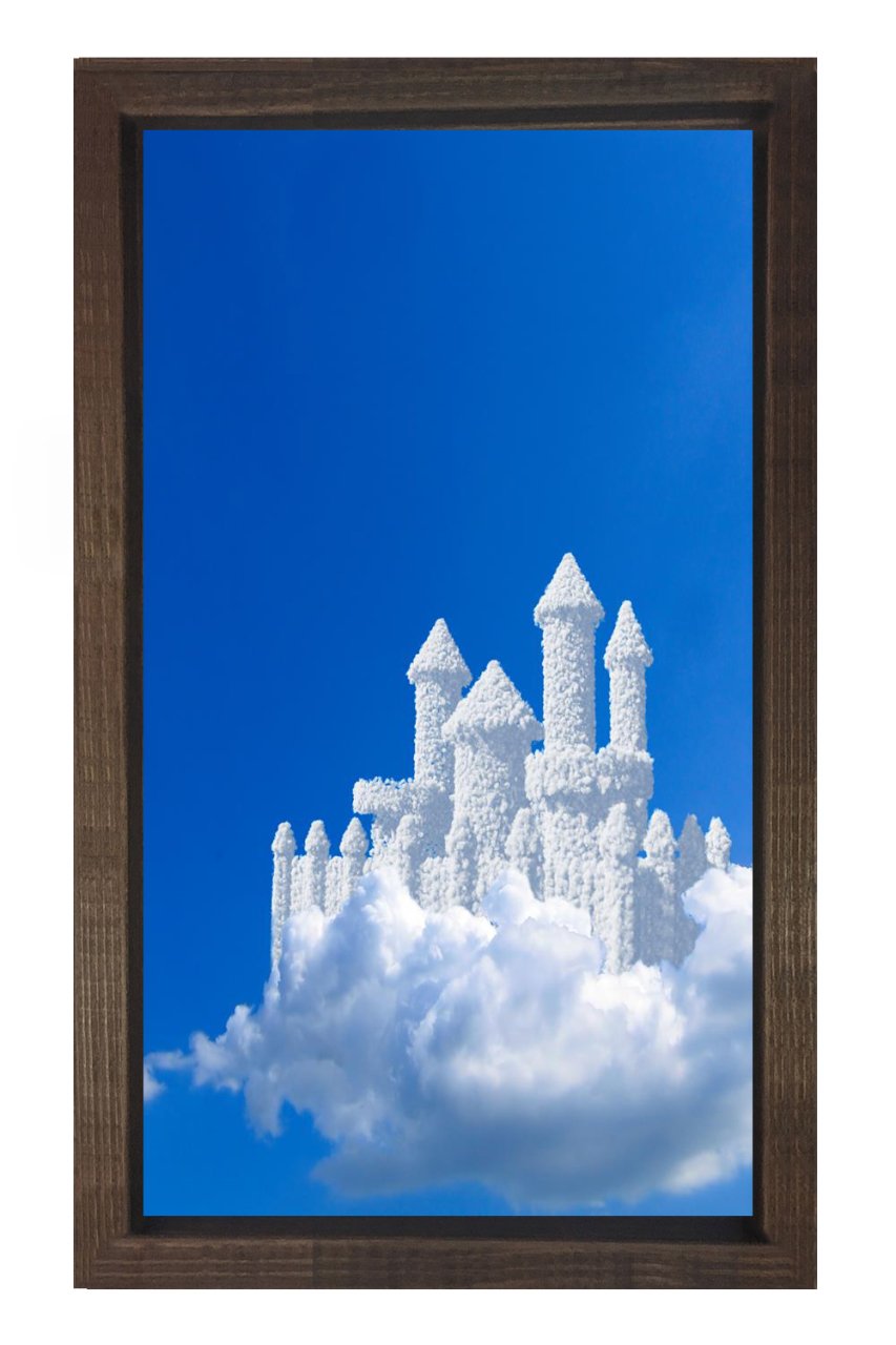 Bulut Kalesi Tablosu Kahverengi Ahşap Çerçeve - 45x30