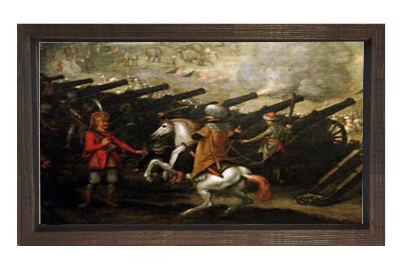 Estergon Kale Kuşatması Tablosu Kahverengi Ahşap Çerçeve - 40x60