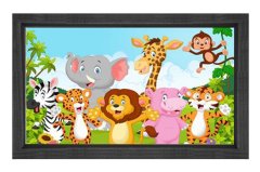 Sevimli Hayvanlar  Tablosu Siyah Ahşap Çerçeve - 45x30