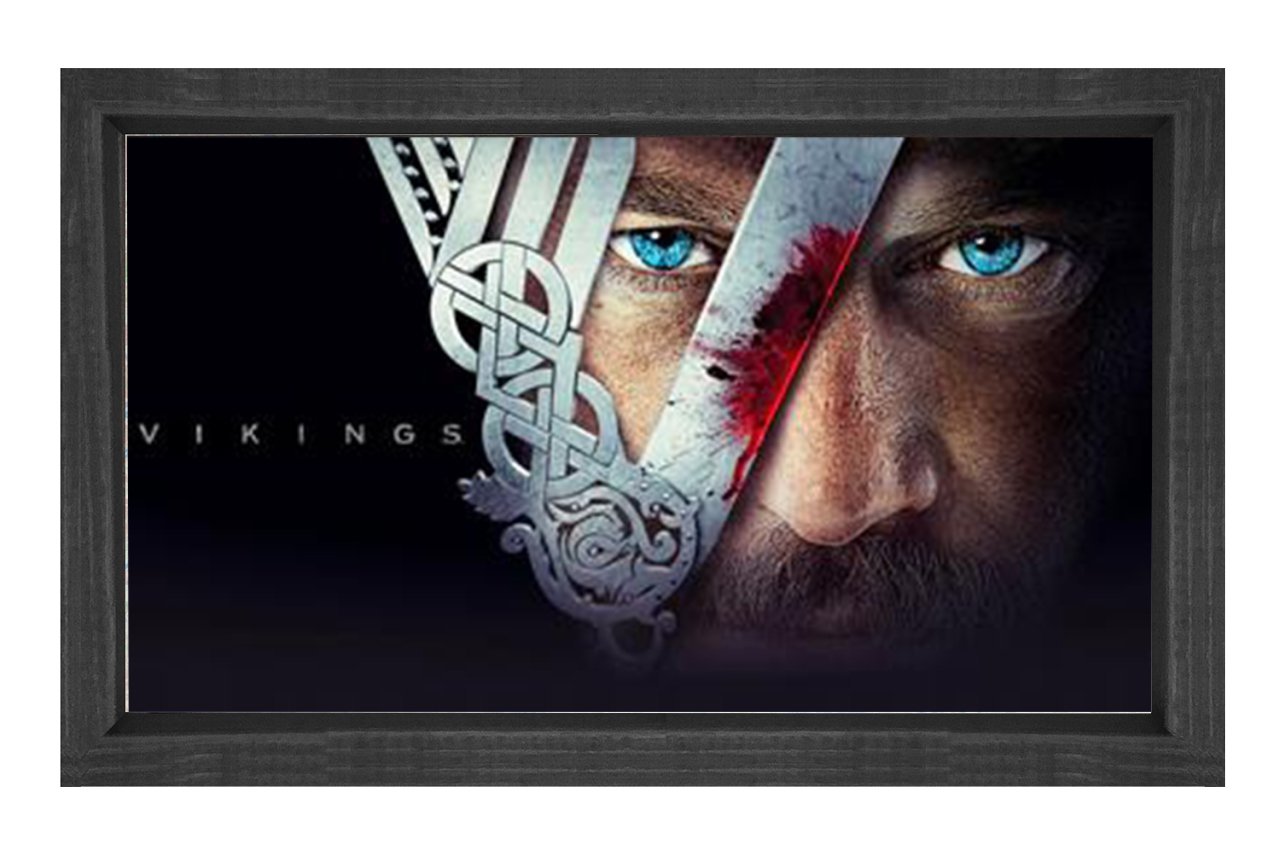 Vikings Dizi Afişi Tablosu Siyah Ahşap - 40x60