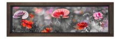 Gelincikler Tablosu Kahverengi Ahşap Çerçeve - 200x70