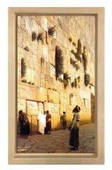 Ağlama Duvarı Tablosu Naturel Ahşap Çerçeve - 50x70