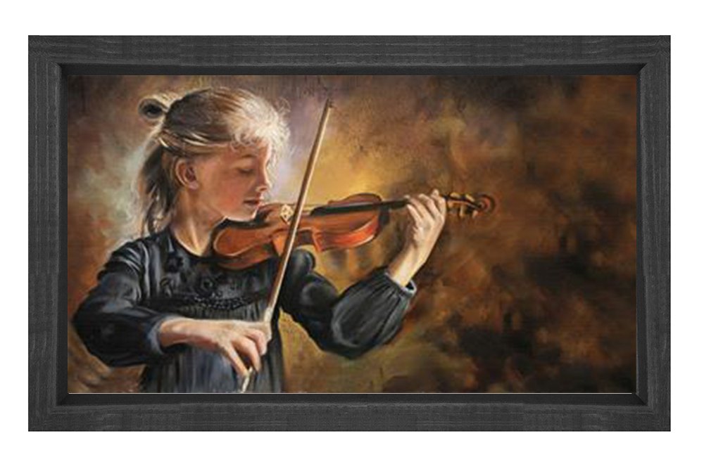 Kemancı Kız Tablosu Siyah Ahşap Çerçeve - 40x60