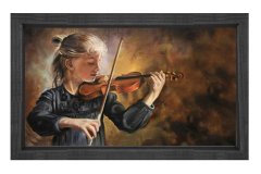 Kemancı Kız Tablosu Siyah Ahşap Çerçeve - 40x60