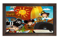 Sevimli Korsanlar Tablosu Kahverengi Ahşap Çerçeve - 40x60