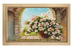 Pencere Saksı Tablosu Naturel Ahşap - 50x70
