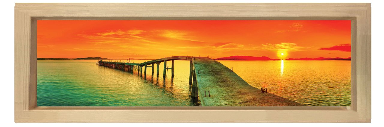 Gün Batımı Ve Yol Tablosu Naturel Ahşap Çerçeve - 180x60