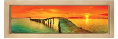 Gün Batımı Ve Yol Tablosu Naturel Ahşap Çerçeve - 180x60