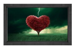 Kalp Tablosu Siyah Ahşap Çerçeve - 40x60