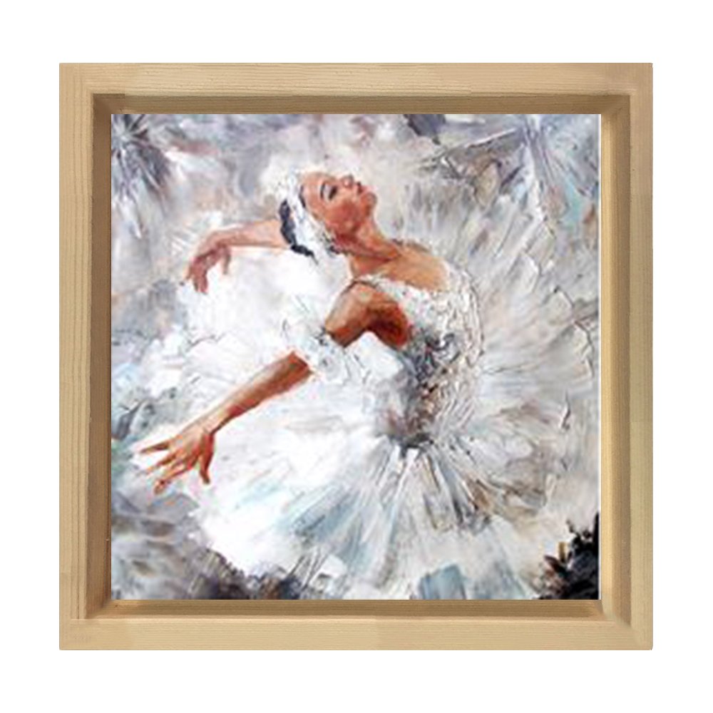 Balerin Tablosu Naturel Ahşap Çerçeve - 50x50