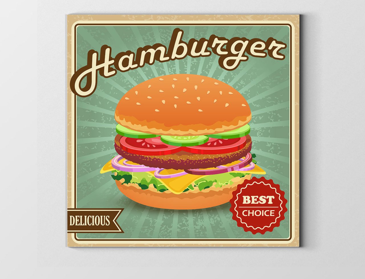 Hamburger Tablosu Çerçevesiz - 40x40