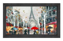 Paris Şehir Manzarası Tablosu Siyah Ahşap Çerçeve - 70x100