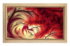 Kırmızı Ateş Agacı Tablosu Naturel Ahşap Çerçeve - 50x90