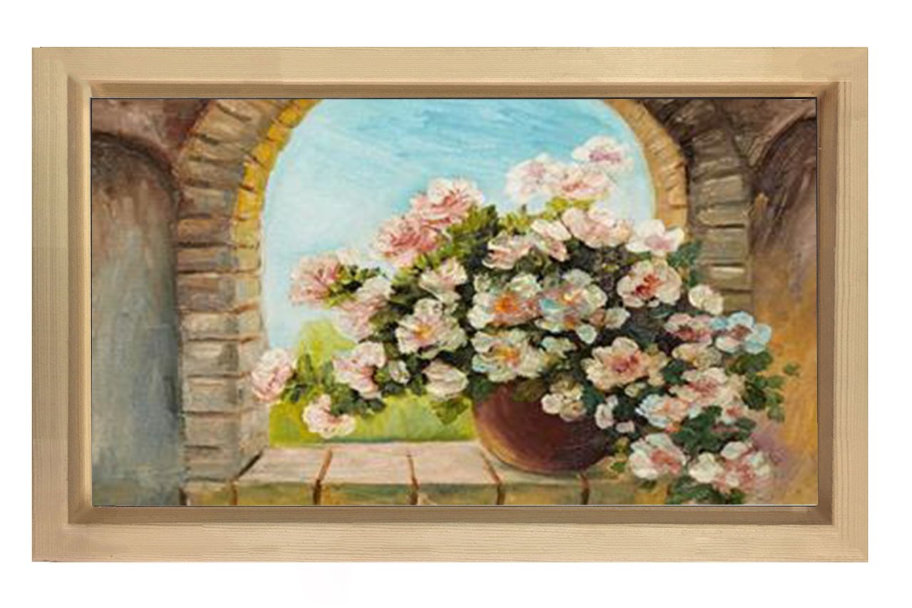 Pencere Saksı Tablosu Naturel Ahşap - 70x100