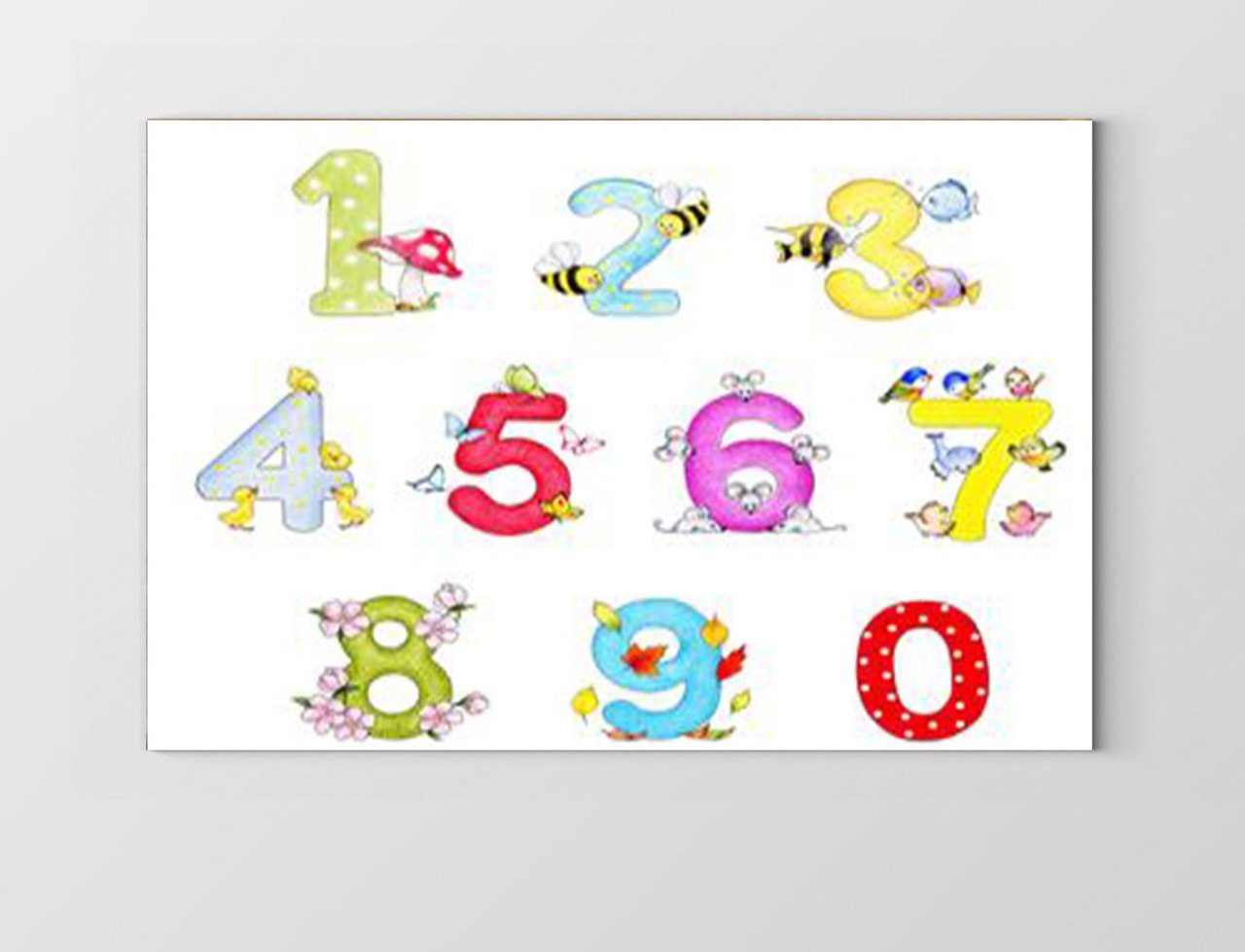 Renkli Rakamlar Tablosu Çerçevesiz - 45x30