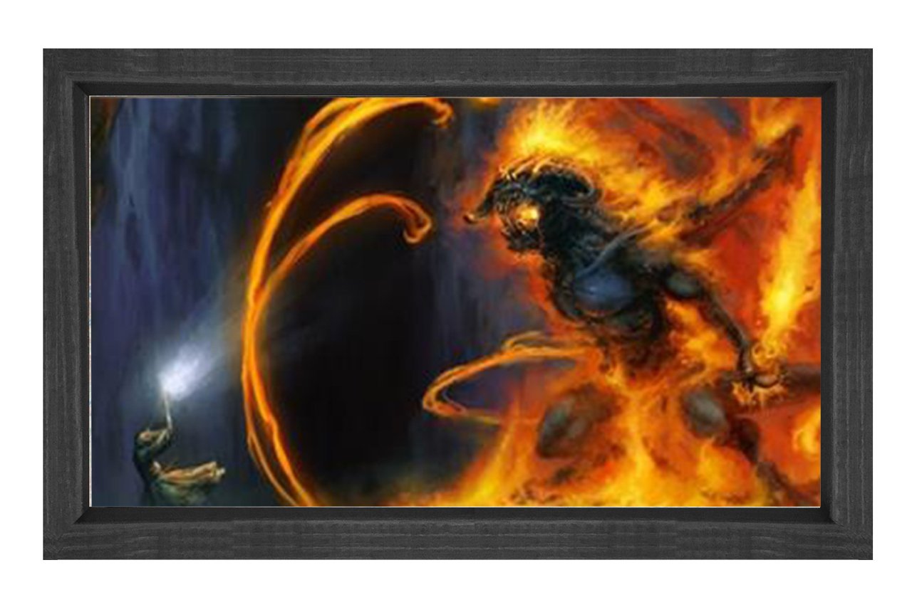 Baldrog VS Gandalf Tablosu Siyah Ahşap Çerçeve - 45x30