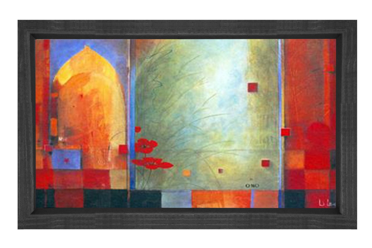 Soyut Reprodüksiyon Tablosu Siyah Ahşap - 50x70