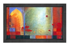 Soyut Reprodüksiyon Tablosu Siyah Ahşap - 50x70