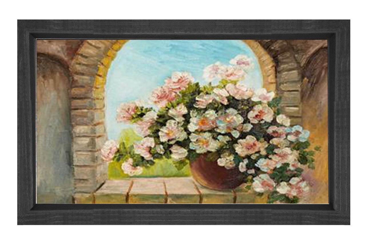 Pencere Saksı Tablosu Siyah Ahşap - 100x200