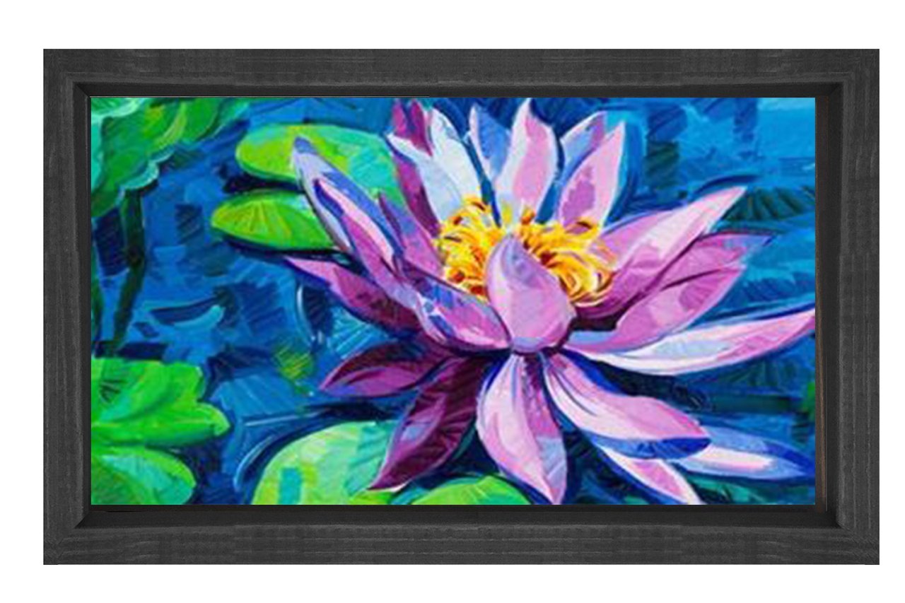 Nilüfer Yağlıboya Tablosu Siyah Ahşap - 45x30