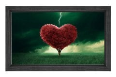 Kalp Tablosu Siyah Ahşap Çerçeve - 70x100