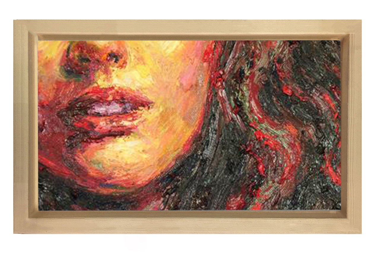Genç Kadın Tablosu Naturel Ahşap Çerçeve - 70x100