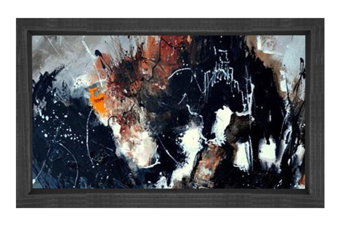 Soyut Reprodüksiyon Tablosu Siyah Ahşap - 100x150