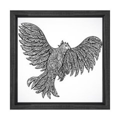 Kartal Boyama Tablo Tablosu Siyah Ahşap Çerçeve - 60x60