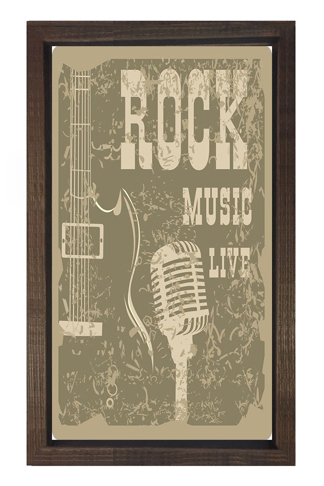 Rock Yaşamdır Tablosu Kahverengi Ahşap Çerçeve - 40x60
