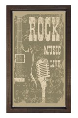 Rock Yaşamdır Tablosu Kahverengi Ahşap Çerçeve - 40x60