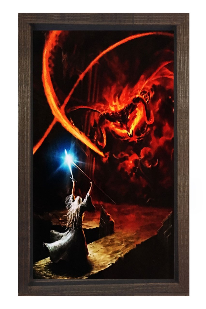 Baldrog VS Gandalf Tablosu Kahverengi Ahşap Çerçeve - 100x150