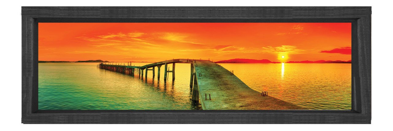 Gün Batımı Ve Yol Tablosu Siyah Ahşap Çerçeve - 200x70